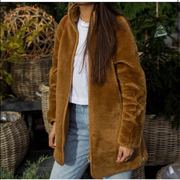 J.Crew Teddy Faux Fur Coat Tan Brown Size S NWT - Picture 7 of 9